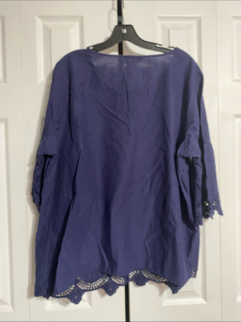 Alessa W Collection navy blue boho cotton shirt top blouse size 18 - Picture 5 of 8
